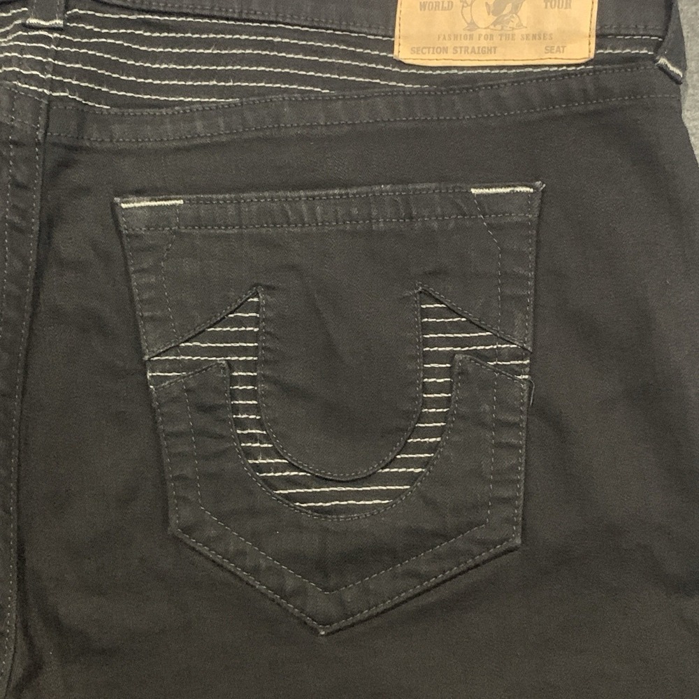 True Religion Men's Straight Leg Jeans Black Cotton Blend - 44x33 - Picture 5 of 14